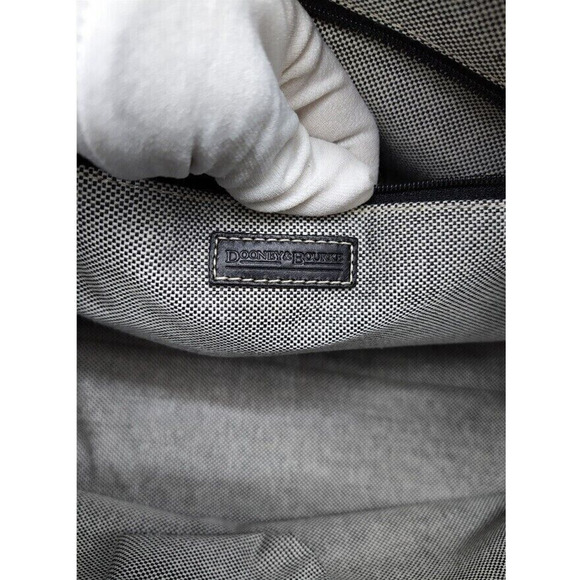 Dooney & Bourke Black Canvas DB Printed Pockets Zipper Satchel Bag w/ Wallet - Picture 11 of 14